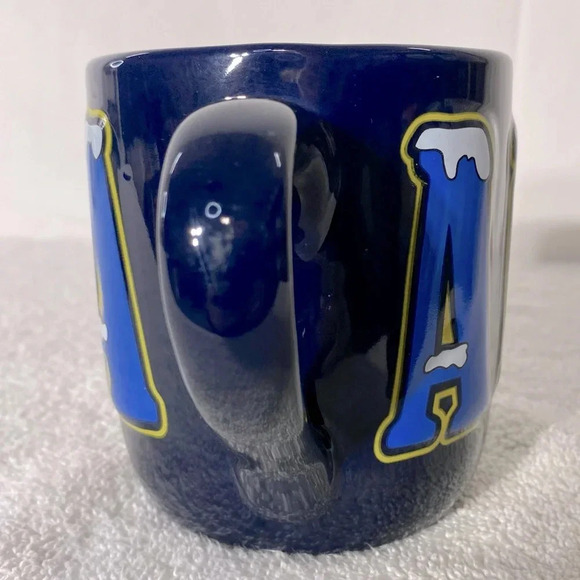 Vintage Navy Blue Ceramic Alaska Eight  Stars Of Gold On A Field Of Blue Mug - Picture 8 of 15